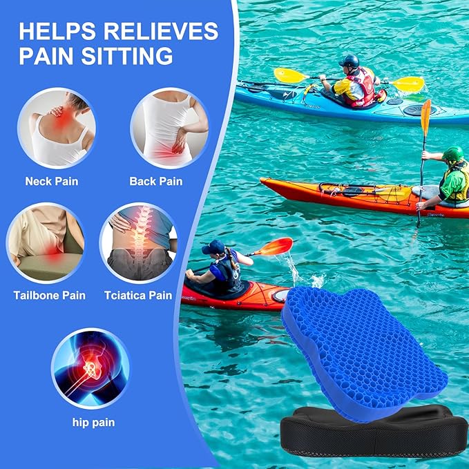 Thicken 19.7in Seat Cushion, Gel Seat Cushion for Long Sitting–Office Chair, Wheelchair, Car Cushion, Large Cooling Pad for Back Pain, Sciatica, Tailbone Pain Relief | Office Chair, Wheelchair, Car Cushion, Large Cooling Pad for Back Pain, Sciatica, Ta... - Image 6
