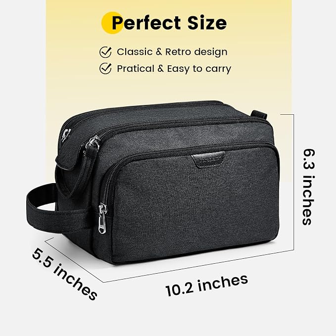 Vorspack Travel Toiletry Bag with Organized Compartment, Medium, Black | Water Resistant, Wide Opening, with Wet Pocket, Small Travel Bag for Toiletries, Grooming, Shaving, Accessories - Image 2
