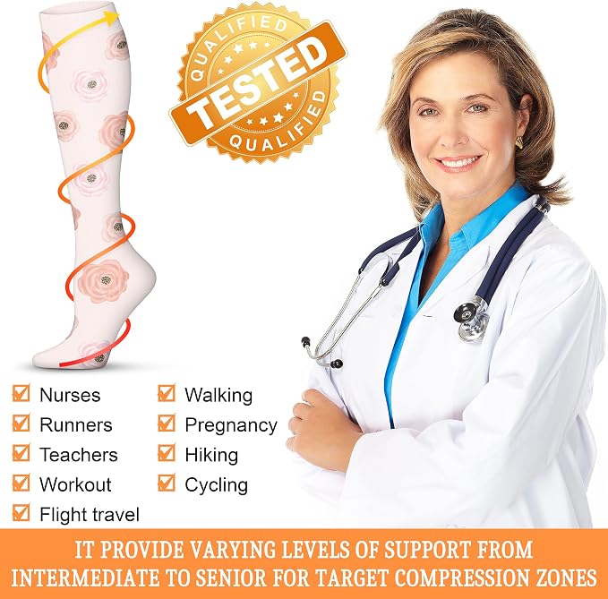 QUXIANG Compression Socks for Women & Men 15-20 mmHg, Best for Medical, Nursing, Running, Athletic, Varicose Veins, Travel - Image 5