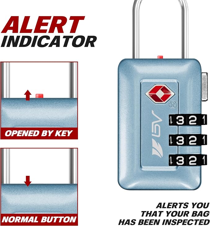 BV TSA Accepted Luggage Travel Lock, Set-Your-Own Combination Lock for School Gym Locker, Luggage Suitcase Baggage Locks, Filing Cabinets, Toolbox, Case (Arctic Blue, 2 Pack) - Image 2