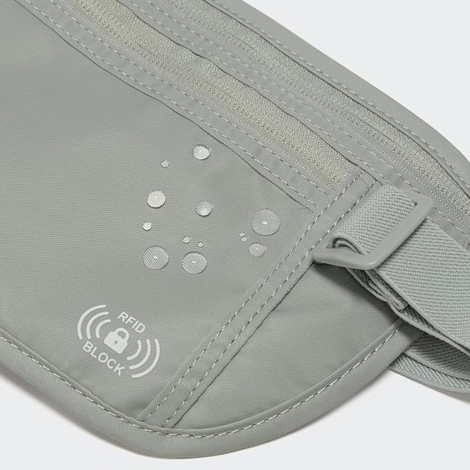 Pander RFID Blocking Travel Money Belt – Hidden Waist Pouch for Passport, Cash, Cards, Slim Belt Bag for Men and Women, Light Grey - Image 6