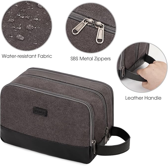 WANDF Travel Toiletry Bag for Men, Canvas Shaving Dopp Kit | Wet Separation, Water-Resistant Fabric, Travel Bag for Toiletries, Shaving Accessories, Weekend Trips - Image 5
