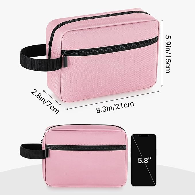 Elviros Travel Toiletry Bag for Women and Men, Lightweight Makeup Bag Hanging Dopp Kit with Compartment Cosmetic Organizer Small Tool Bag Travel Essentials,Gifts for Women(Pink) - Image 4