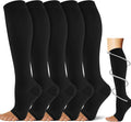5/6 Pairs Graduated Compression Socks for Women&Men 20-30mmhg Knee High Socks Travel Hiking Running Stocking by HiClasmix