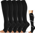 5/6 Pairs Graduated Compression Socks for Women&Men 20-30mmhg Knee High Socks Travel Hiking Running Stocking by HiClasmix