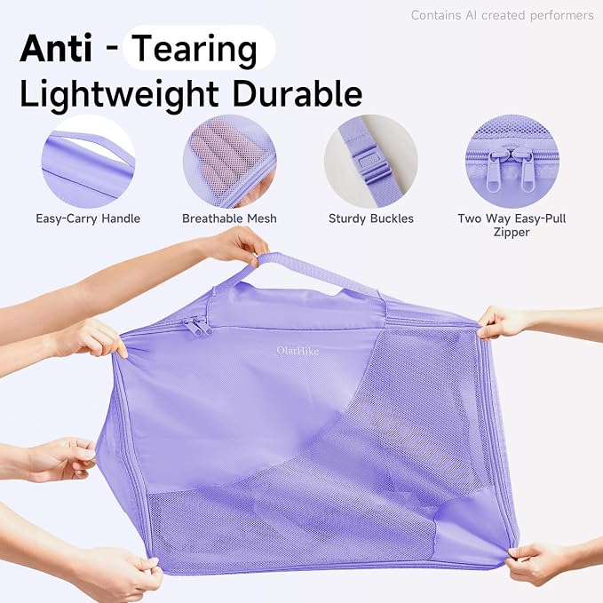 9 Set Packing Cubes for Travel, Gifts for Women Mom,Anti-Tearing Suitcase Organizer,OlarHike Vacation Essentials & Accessories for Cruise Ship - Image 4