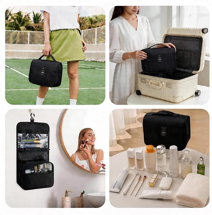 Portable Hanging Toiletry Bag for Travel, Small Multifunctional Makeup Cosmetic Bag for Women, Waterproof Travel Toiletries Organizer, Shower Bathroom Pouch with Hook for Gym, Camping, Business Trips - Image 7