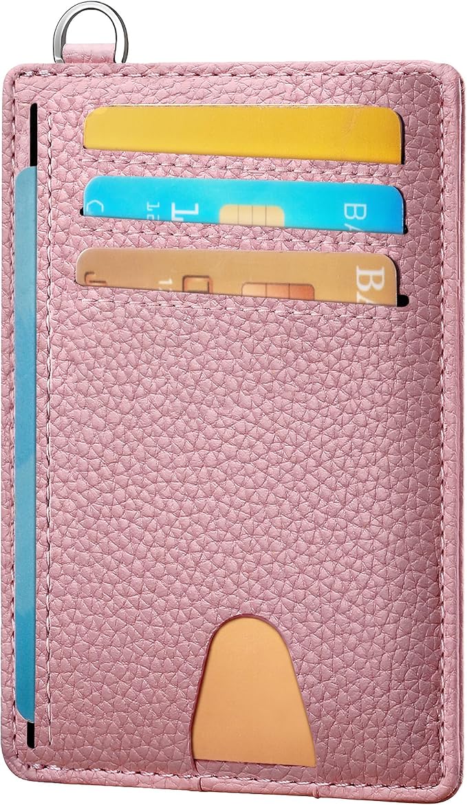 Mayski Slim Wallet, Credit Card Holder for Women, Minimalist Front Pocket RFID Blocking Card Cases, Small Wallet Women Men(Litchi Pink) by SLIMELEGANCEPERSONIFIED