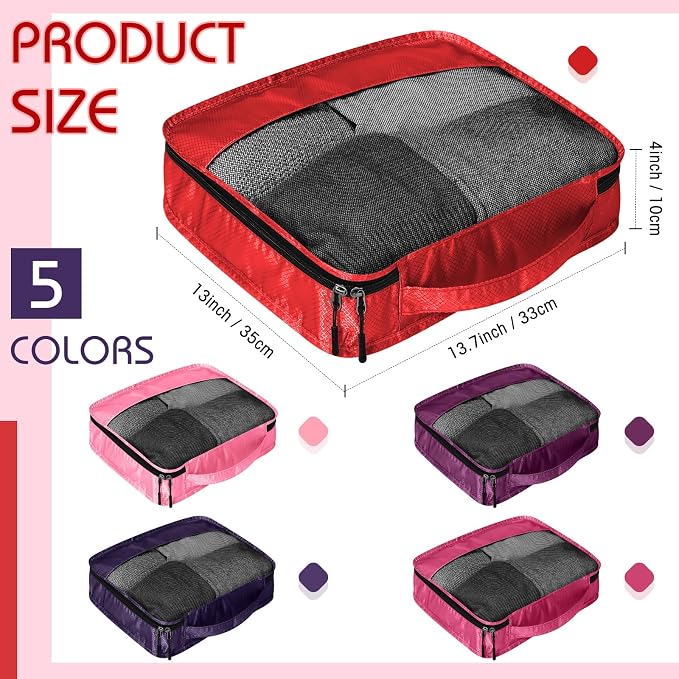 5 Pcs Packing Cubes for Suitcase Large Travel Cubes Carry on Luggage Organizer Bags for Clothes Accessories(M,Purple) - Image 2