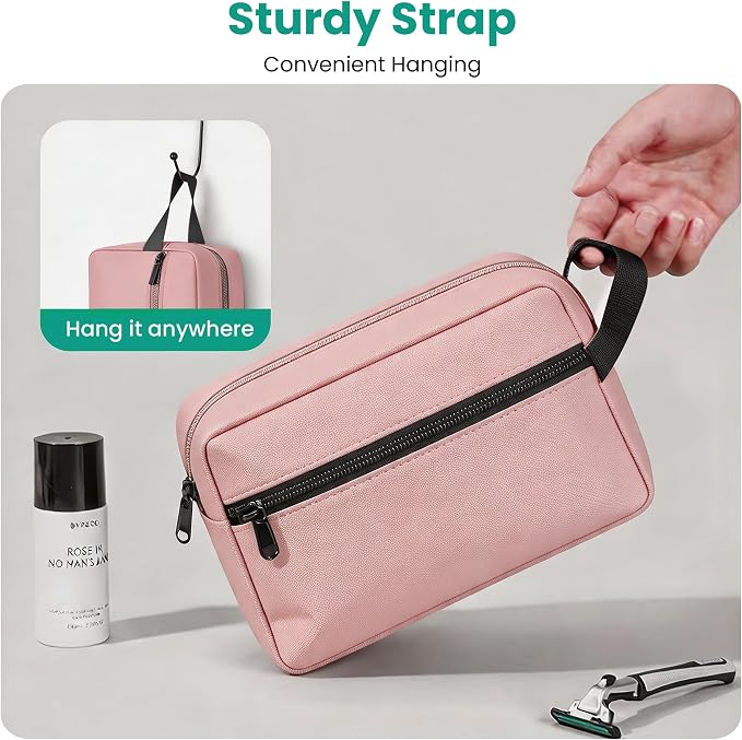 Travel Toiletry bag for Women and Men,Small Cosmetic Bag Hanging Lightweight Makeup Bag Small Tool Bag Travel Organizer accessories for Women Men - Pink - Image 4