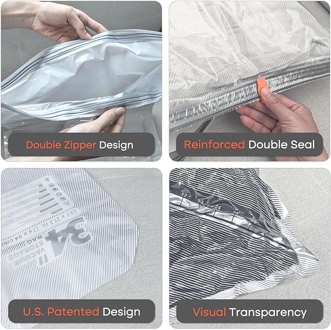 Vacbird Vacuum Seal Bags for Clothing with Rechargeable Cordless Pump, 12 Pack Compression Packing Bags, Space Saver Storage for Seasonal Clothes Bedding Blanket Pillows Comforters Luggage Travel - Image 6