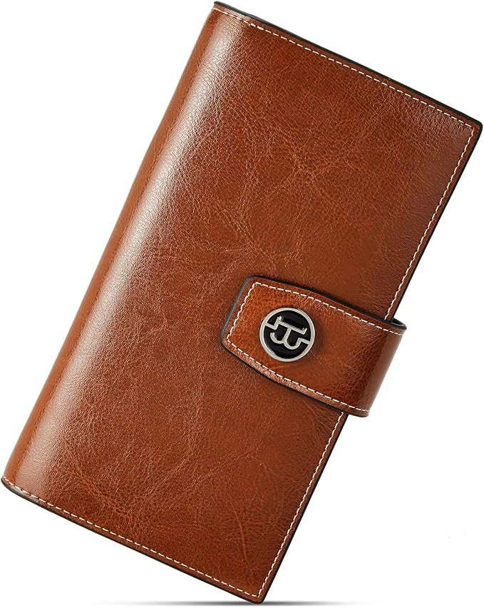 BOSTANTEN Womens Leather Wallet RFID Large Capacity Credit Card Holder | 20 Card Slots, Phone Holder, Zipper Coin Pocket, Clutch Wallet, Long Bifold, Ladies Gifts, Brown by BOSTANTEN