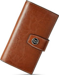 BOSTANTEN Womens Leather Wallet RFID Large Capacity Credit Card Holder | 20 Card Slots, Phone Holder, Zipper Coin Pocket, Clutch Wallet, Long Bifold, Ladies Gifts, Brown by BOSTANTEN