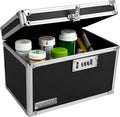 Vaultz Locking Medicine Box with Combination Lock - Secure Metal Lock Box Safe for Medication, Pills & Valuables, Small Lockbox with Code, Portable Storage Case, Black | Durable metal lock box holds up to 8 prescription bottles, 3-digit combination cod... by Vaultz