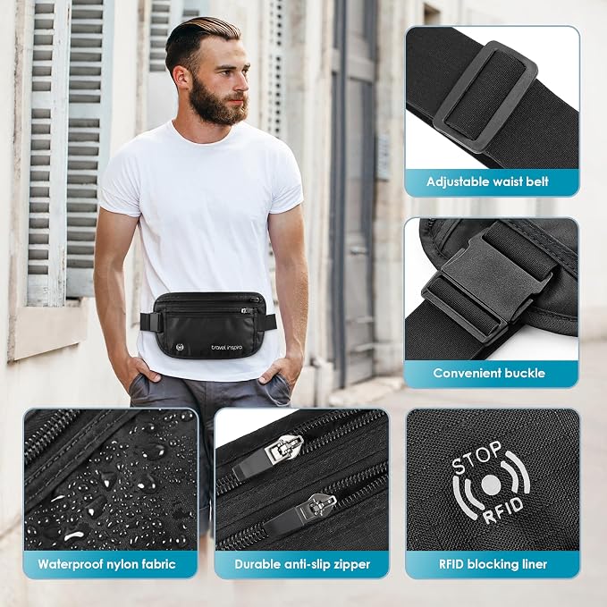 Travel Inspira RFID Hidden Money Belt | Anti-Theft, Passport Holder Bag - Image 5