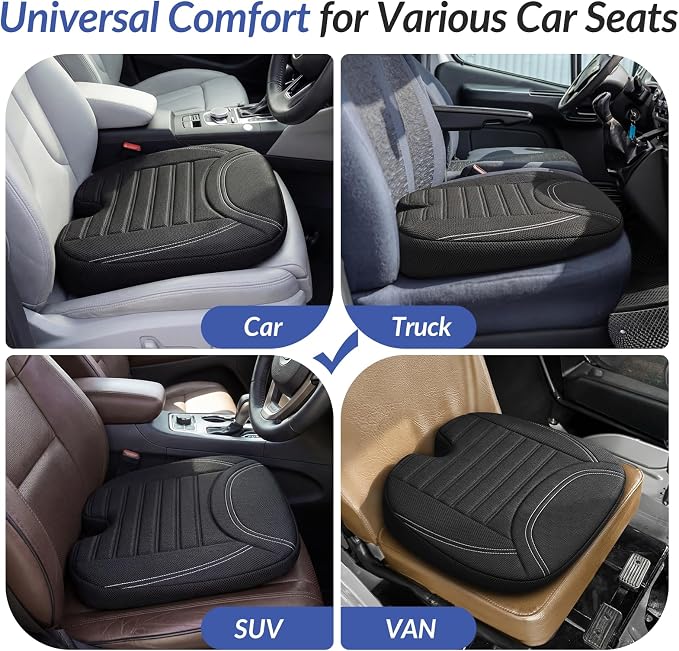 Wedge Car Seat Cushion for Tailbone Pain Relief & Better Visibility | Ergonomic Memory Foam Seat Cushion for Car with Breathable Channel Design, Fits Car, SUV, Truck, Non-Slip Mesh Cover - Image 8