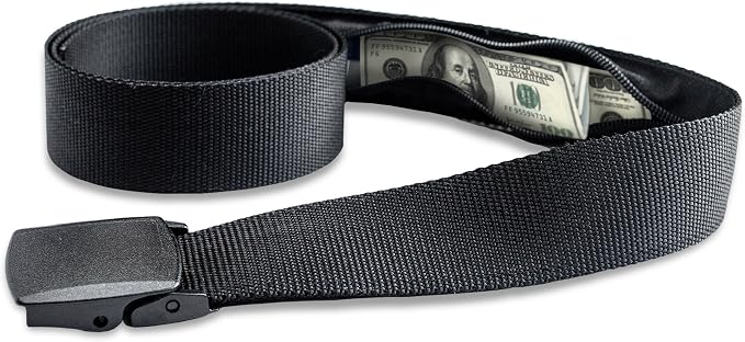 Money Belt for Men Travel Security Belt with Hidden Money Compartment Pocket, Cashsafe Anti-Theft Wallet Non-Metal Buckle by RoomierLife