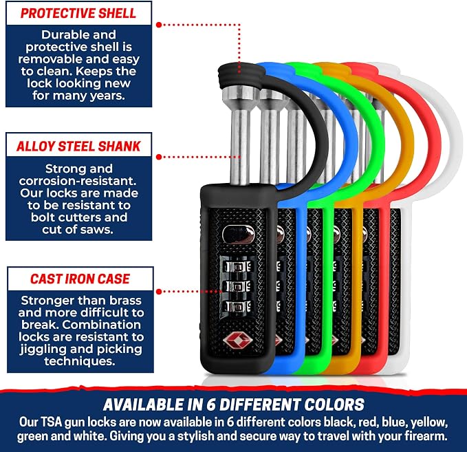 Cut-Resistant Gun Lock, TSA Approved Tamper-Proof Child-Safe Padlock, Black - Image 4