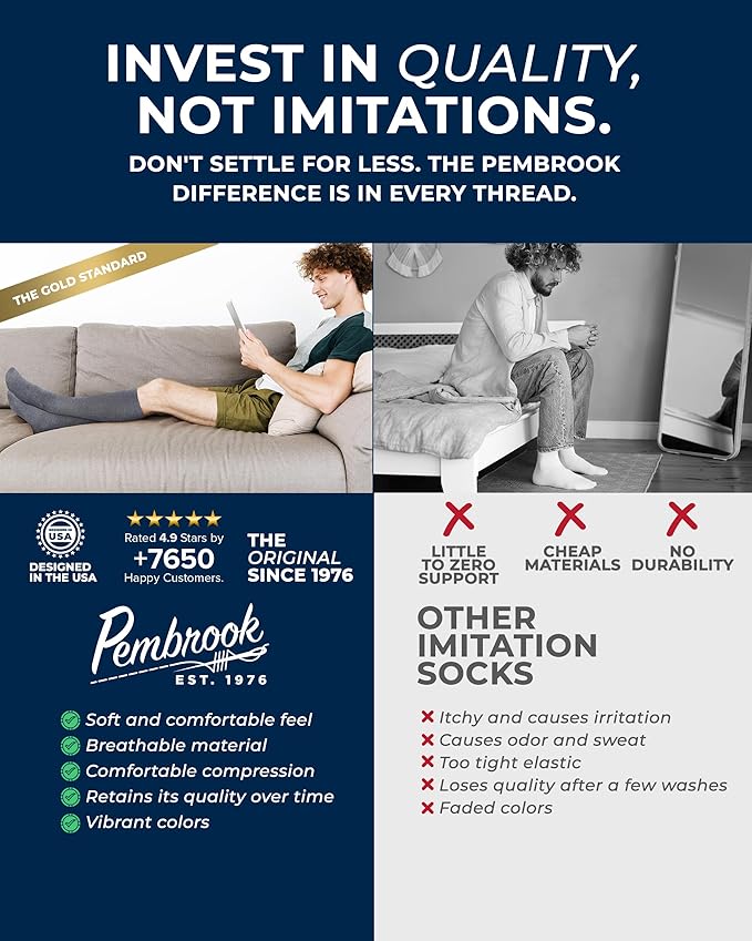 Pembrook Cotton Light Compression Socks for Women & Men - 3 Pairs | 8-15 mmHg Comfort Compression Socks for Men & Women - Image 3