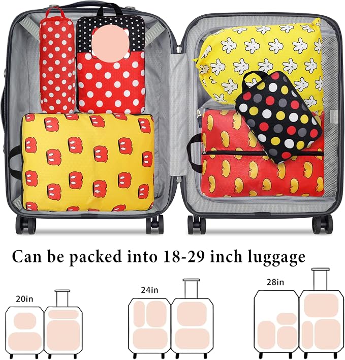 Compression Packing Cubes for Travel, 6 Set Red Dots Luggage Organizer, Lightweight Waterproof Expandable/Compression Bags Smell Proof Travel Packing Cubes for Suitcases - Image 5