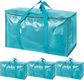 TICONN 4 Pack Extra Large Moving Bags Heavy Duty with Zippers & Carrying Handles, Durable Storage Bags Moving Boxes for Closet Organizers and Storage (4 Pack, Aqua) by TICONN
