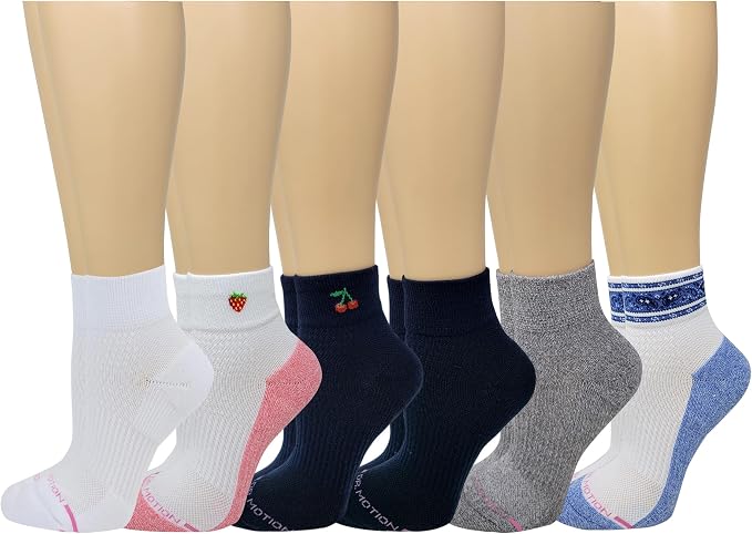 Dr. Motion Compression Quarter Socks For Women With Enhanced Cushion And Breathable Arch Support 6 Pairs by Dr.+Motion