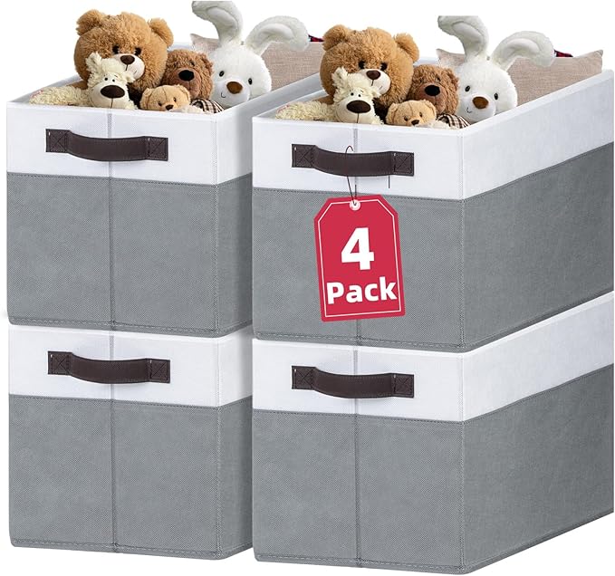 Extra Large Storage Bins 4 Pack - 16x12in Closet Organizers and Storage Baskets for Organizing Clothes Toy Blanket - Fabric Storage Cubes Containers for Shelves - All Room Organization by Criusia