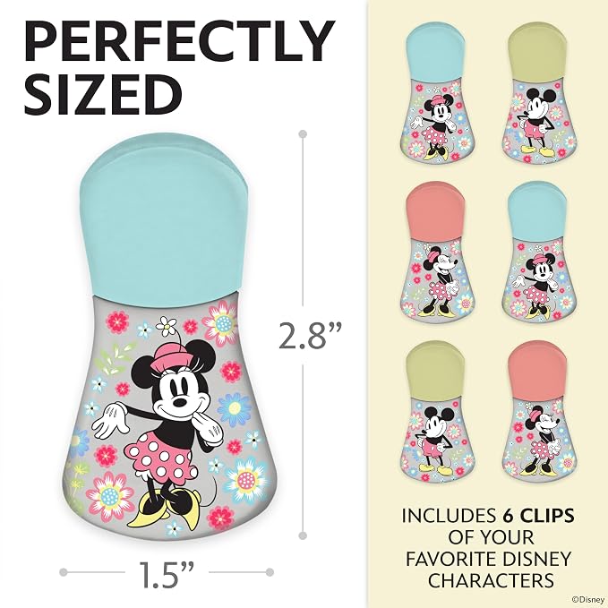 Disney Mickey & Minnie Magnetic Chip Clips, Set of 6 | Airtight food storage bag clips for snack, cereal, and coffee bags, great for pantry and fridge, magnet displays kids artwork - Image 5