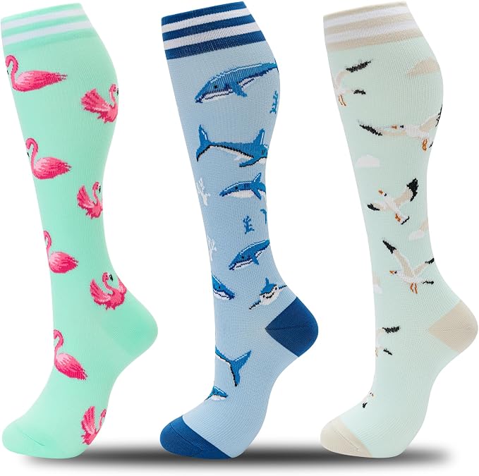 fenglaoda Compression Socks for Women Men 3 Pairs Graduated Compression Support Circulation Socks for Nurses by fenglaoda