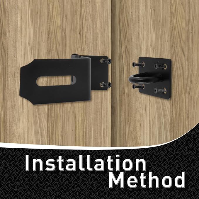HOWDIA 4 Inch Door Hasp Latch 90 Degree, Stainless Steel Safety Right Angle Padlock Hasp Locking Latch Security Door Clasp Hasp Lock Latch for Push/Sliding/Barn Door, 2mm Thick, Brushed Black - Image 9