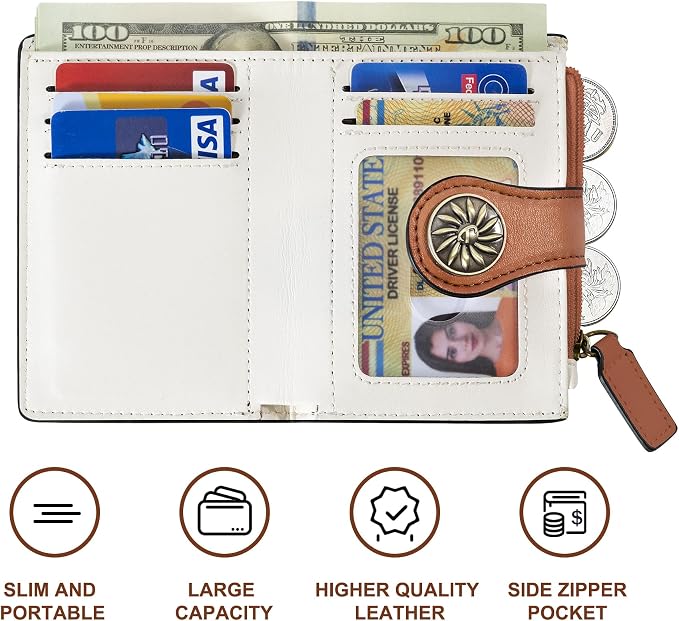 Tipmile Small Wallet for Women Bifold RFID Blocking Card Holder Leather Wallets with Zipper Coin Pocket - Image 4