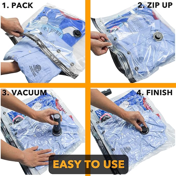 SpaceAid Travel Vacuum Bags for Luggage with Electric Pump, 18 Pack Vacuum Seal Bags for Clothing Travel, Space Saver Compression Bag for Backpack and Suitcase - Image 5