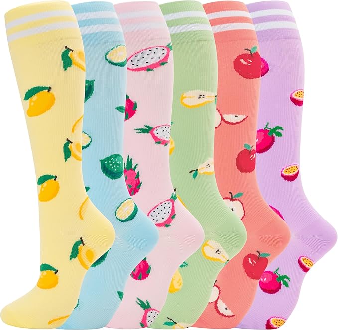 fenglaoda Compression Socks for Women Men Support Circulation 6 Pairs Socks For Nurse, Travel, Flight by fenglaoda