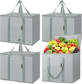 BALEINE 4Pk Insulated Reusable Grocery Bags, Collapsible Cooler Bag for Groceries, Heavy Duty Large Insulated Bag (16''x9''x13'', Urban Gray) by BALEINE