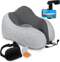 Homeify Airplane Neck Pillow Includes Travel Pillow + Airplane Phone Holder Mount + Eye Masks + Earplugs for Travel, 100% Pure Memory Foam Travel Pillow, 4 Pc Travel Kit, 2 Pack by Homeify
