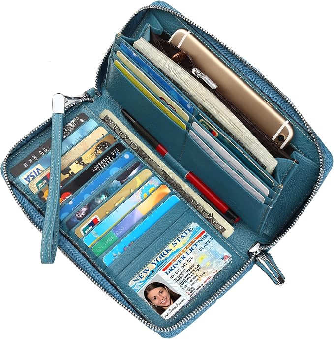 Small Compact Women Wallet RFID Blocking Genuine Leather Bifold Purse with ID Windows - Image 2