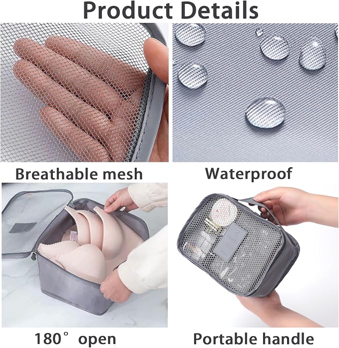 INVODA 7 Set Packing Cubes for Suitcases Travel Essentials for Carry on Luggage Organizer Bags Set for Travel Accessories Luggage Cubes (Grey) - Image 4