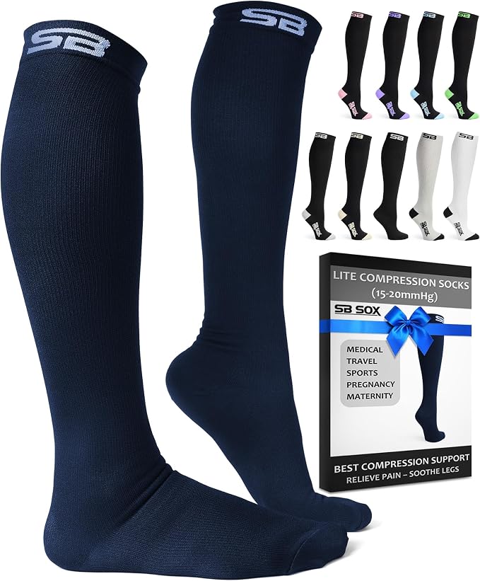 SB SOX Compression Socks for Men & Women (15-20mmHg) | Best Compression Socks for Flying, Medical, Sports, Wide Calf Fit, Pregnancy, and Daily Wear by SBSOX