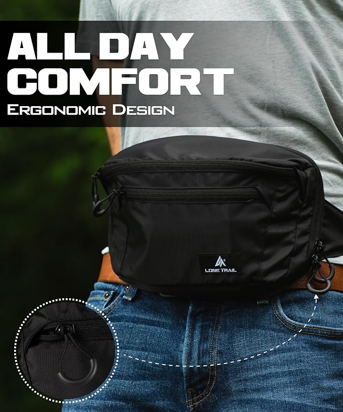 Large Concealed Carry Fanny Pack - Tactical CCW Waist Bag | 11.5x6.5in waist pack, PU-coated nylon, rear pocket with anchor strap, fits men and women - Image 7