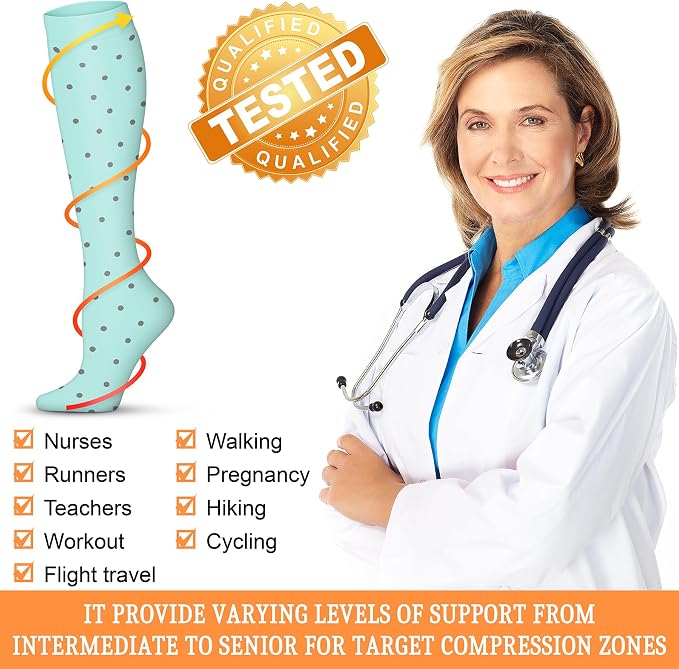 QUXIANG Compression Socks for Women & Men 15-20 mmHg, Best for Medical, Nursing, Running, Athletic, Varicose Veins, Travel - Image 5