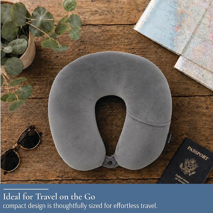 Brookstone Microbead Neck Pillow Soft Travel Pillow with Phone Pocket | Millions of Tiny Beads Flex to Your Shape for Custom Support, Dual-Sided Fleece and Cool Microfiber Sides Suit Any Season - Image 7