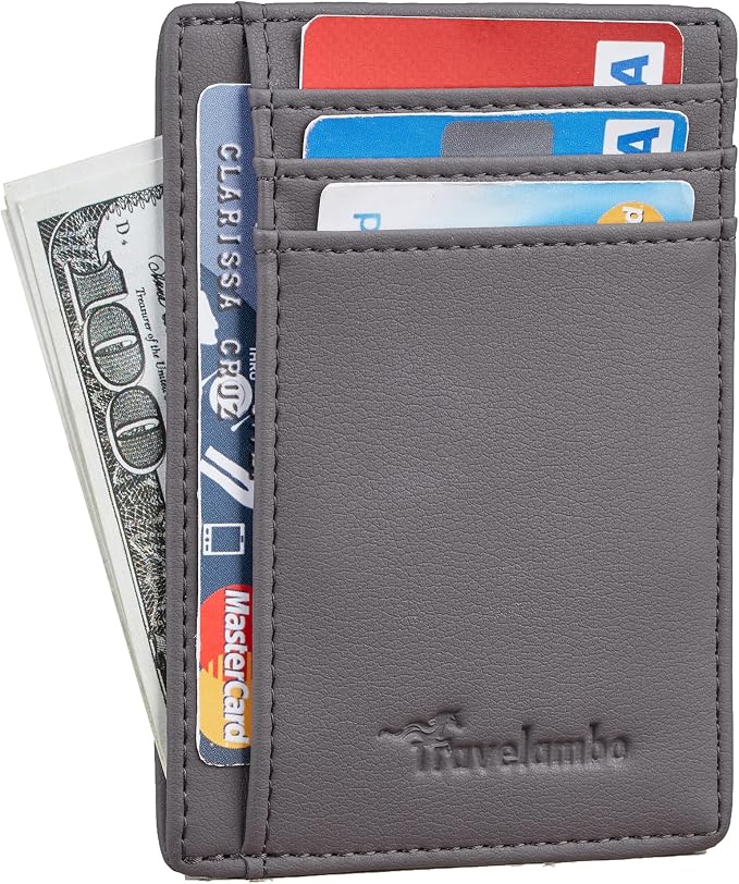 Travelambo Front Pocket Minimalist Leather Slim Wallet RFID Blocking Medium Size - Image 2