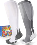 Comfortable Cotton Compression Socks | 20-30mmHg Ankle Arch Support Socks, Breathable Extra Cushion for Flying Travel Nurse, Graduated Support for Women Men by Lalapapa