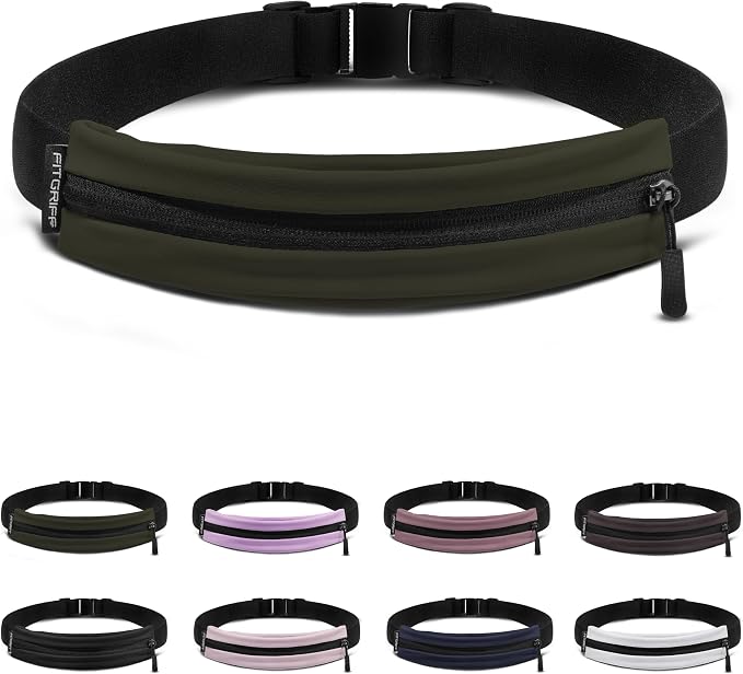 Fitgriff® Running Belt V2 for Men & Women - Slim Fanny Pack, Phone Holder for Jogging, (Fits All Cell Phones) - Money Belt, Runners Waist Pouch (Army Green, One Size (Waist 24.4 – 43.3 inches)) by FITGRIFF