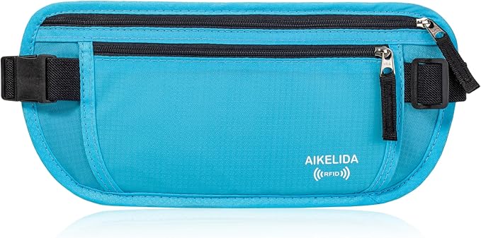 Travel Money Belt - Slim Passport Holder Travel Wallet with RFID Blocking Travel Pouch Undercover Fanny Pack for Women Men by AIKELIDA