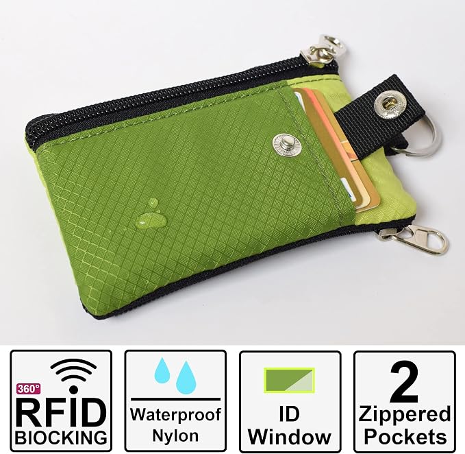 CHENSPRX Minimalist RFID Blocking Small Wallet with ID Window,WaterResistant Zip Id Case Wallet with Lanyard Keychain for Cards,Cash,Travel,Women,Men - Image 2