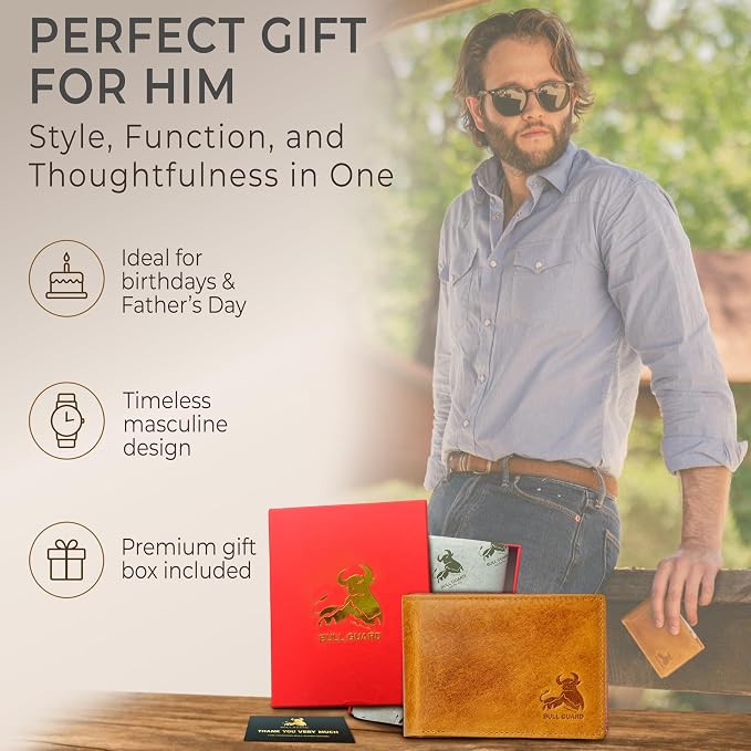 BULL GUARD Expedition Series Bifold Leather Wallet for Men RFID Blocking, Top Grain Cowhide, Flip-Up ID Window, Compact & Durable Everyday Carry Wallet for Travel, Work & Outdoors, Ready to Gift - Image 6