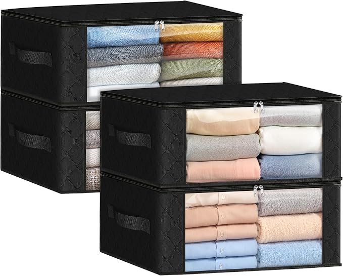 35L Closet Organizers, Foldable Under Bed Storage Containers | Storage Bags with Zippers,Window and Handles for Organizing Bedroom, Closet, Clothing,Organization with Handle by Fabtotes