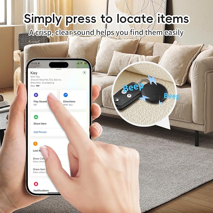RSH Air Tracker Tag 4 Pack Luggage Tracker Smart Tag Works with Apple Find My, Bluetooth Key Finder Locator for Bags,Wallet Tracker,Item Finder Tag Locate or Tracking for Keys(iOS only) - Image 6