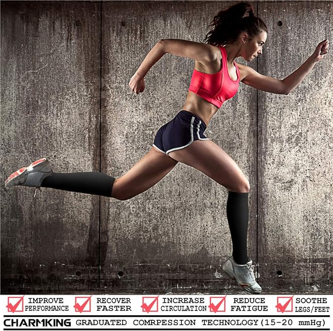CHARMKING Compression Socks for Women & Men, 4 Pairs, Travel Nurse Athlete | Graduated 10-15mmHg compression, soft stretch fabric, boost blood circulation, relieve leg swelling, ideal for travel, nurses - Image 2